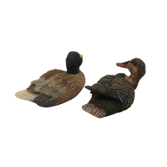 Wooden Duck Figurine Miniature Decoy Set Of 2 Vintage Decor - Picture 9 of 10